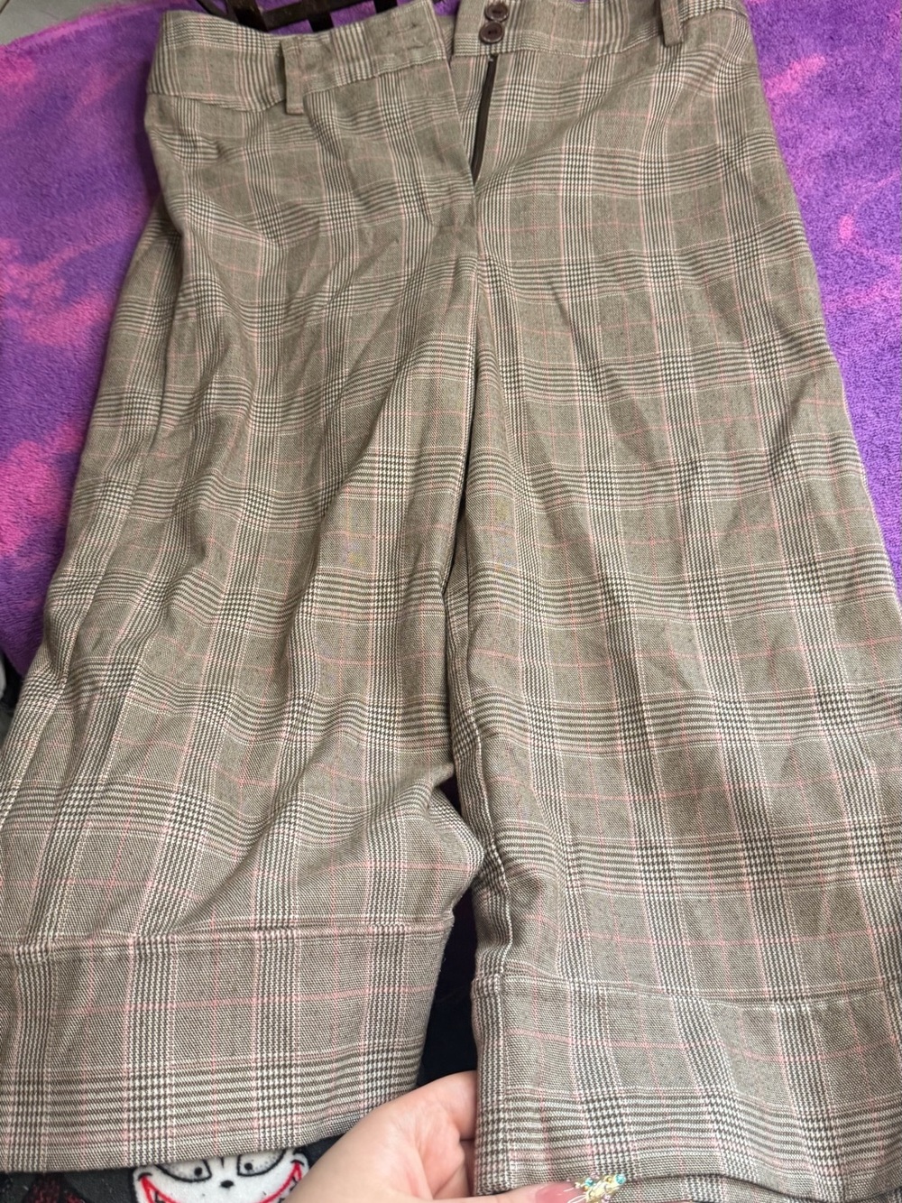 Byer California Taupe Plaid Dress Pants with Pink Windowpane